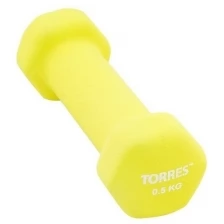Гантель TORRES 0,5 кг, металл в неопреновой оболочке, форма шестигранник, желтый