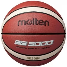 MOLTEN Мяч баскетбольный B5G3000 р.5, 12 панелей, синтетическая кожа (ПВХ), бут.кам, нейл.корд, кор-беж-чер