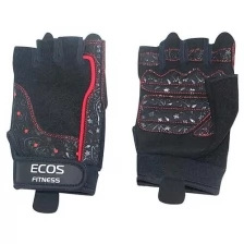 Перчатки для фитнеса ECOS , женские, цвет -черные с принтом, размер: L, модель: SB-16-1736